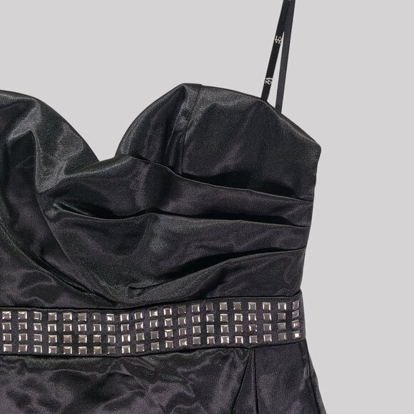 Love Tease Black Strapless Mini Dress With Studded Waistband Size 7 - Picture 3 of 10